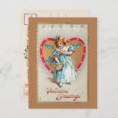 Vintage Child with Valentine Heart Holiday Postcard (Front/Back)