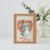 Vintage Child with Valentine Heart Holiday Postcard (Standing Front)