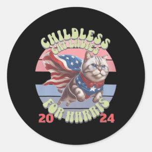 Vintage Childless Cat Ladies For Kamala Harris 202 Classic Round Sticker