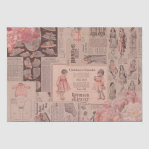 Vintage Children Ad Collage Shabby Chic Decoupage Tissue Paper