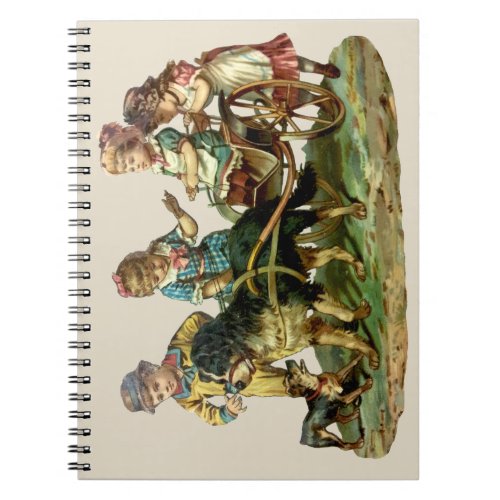 Vintage Children and Dog Wagon Notebook