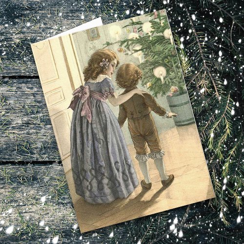 Vintage Children and Tree Christmas Card