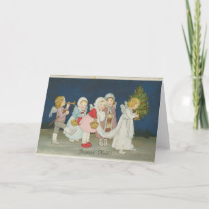 Vintage children angel christmas greeting card