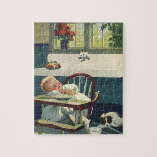 Vintage Children Baby Sleeping Highchair Kitchen Jigsaw Puzzle