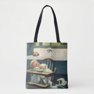 Vintage Children, Baby Sleeping Highchair Kitchen Tote Bag