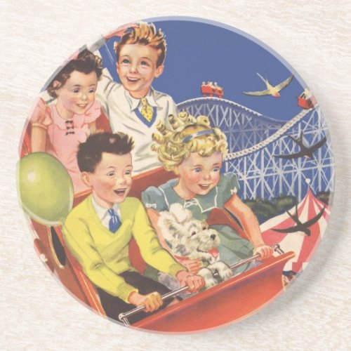 Vintage Children Balloons Dog Roller Coaster Ride