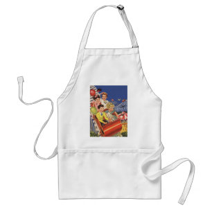 Vintage Children Balloons Dog Roller Coaster Ride Adult Apron