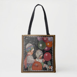Vintage Children Birthday Party, Balloons and Toys Tote Bag