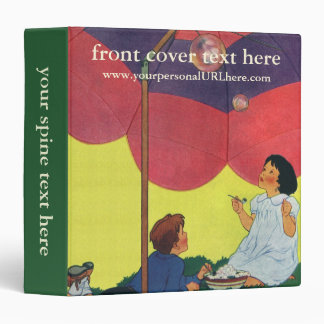 Vintage Children Blowing Bubbles Under an Umbrella Binder