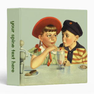 Vintage Children, Boy and Girl Sharing a Shake Binder