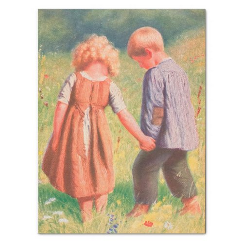 Vintage Children Boy and girl  Tissue Paper