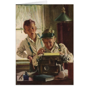 Vintage Children Boy Newspaper Journalists, Writer
