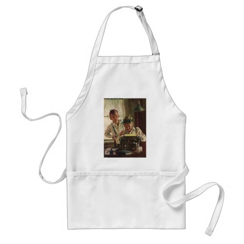 Vintage Children Boy Newspaper Journalists Writer Adult Apron