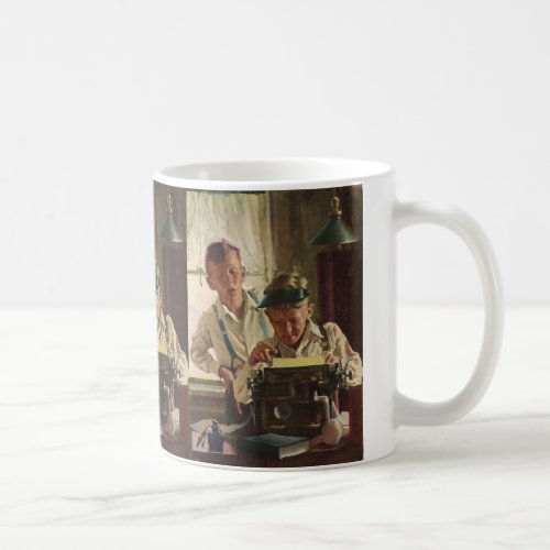 Vintage Children Boy Newspaper Journalists Writer Coffee Mug