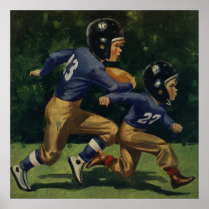 Vintage Children, Boys Playing Football, Sports Poster