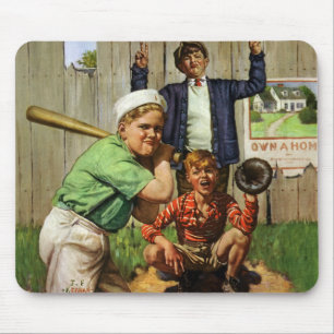 Vintage Children Boys Sports Baseball Player Game Mouse Pad