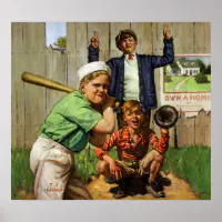 Vintage Children and Sports, Boys Playing Baseball Poster