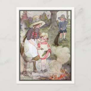 Vintage Children Burning Leaves by Anne Anderson Postcard