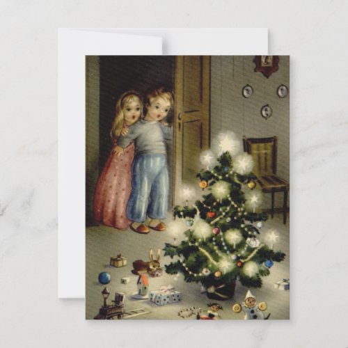 Vintage Children Christmas Morning Card
