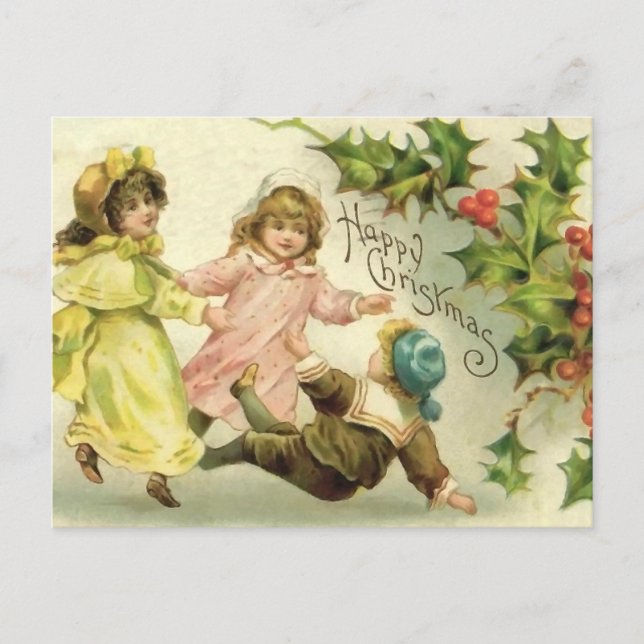 Vintage Children Christmas Postcard (Front)