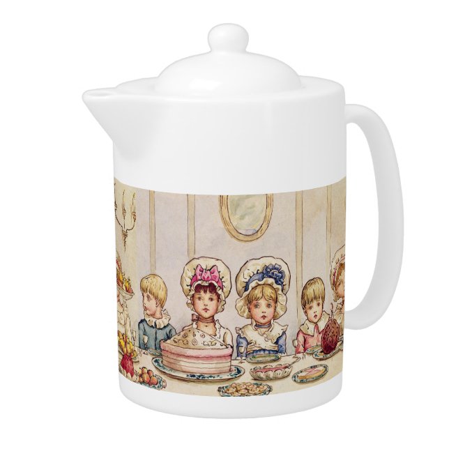 Vintage Children Christmas Supper Kate Greenaway Teapot (Right)