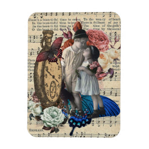Vintage Children & Floral Collage  Magnet