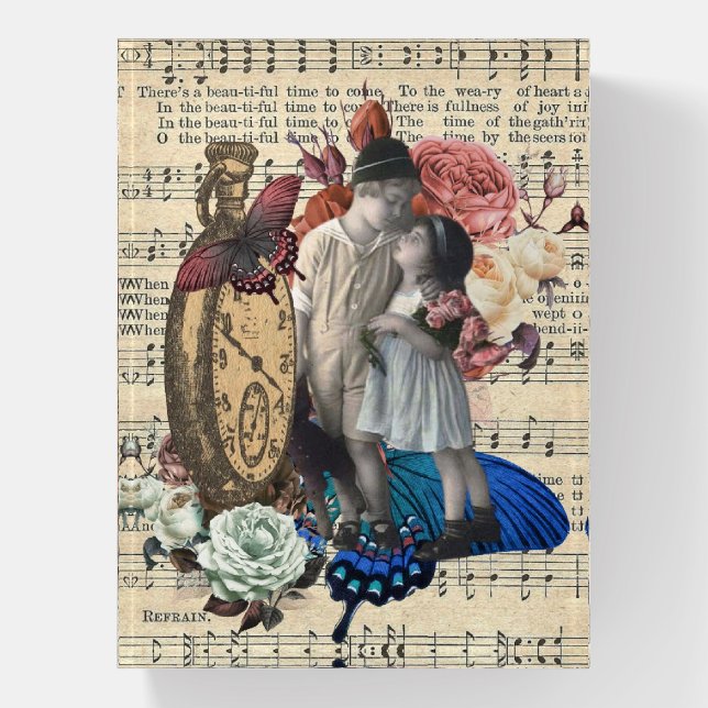 Vintage Children & Floral Collage  Paperweight (Vertical)
