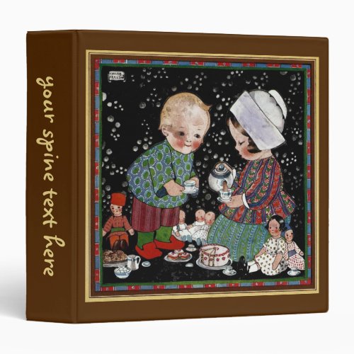 Vintage Children Having a Pretend Tea Party Binder