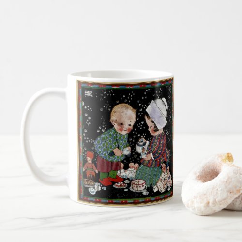 Vintage Children Having a Pretend Tea Party Coffee Mug