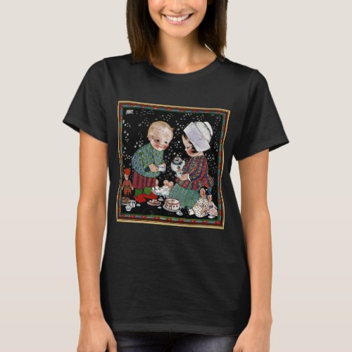 Vintage Children Having a Pretend Tea Party T_Shirt