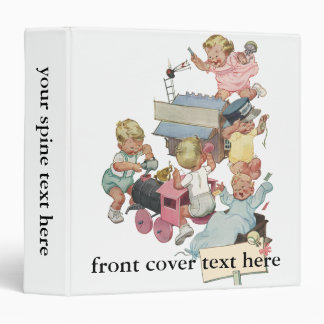 Vintage Children Having Fun Playing w Toy Trains 3 Ring Binder