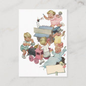 Vintage Children Having Fun Playing w Toy Trains Business Card (Back)