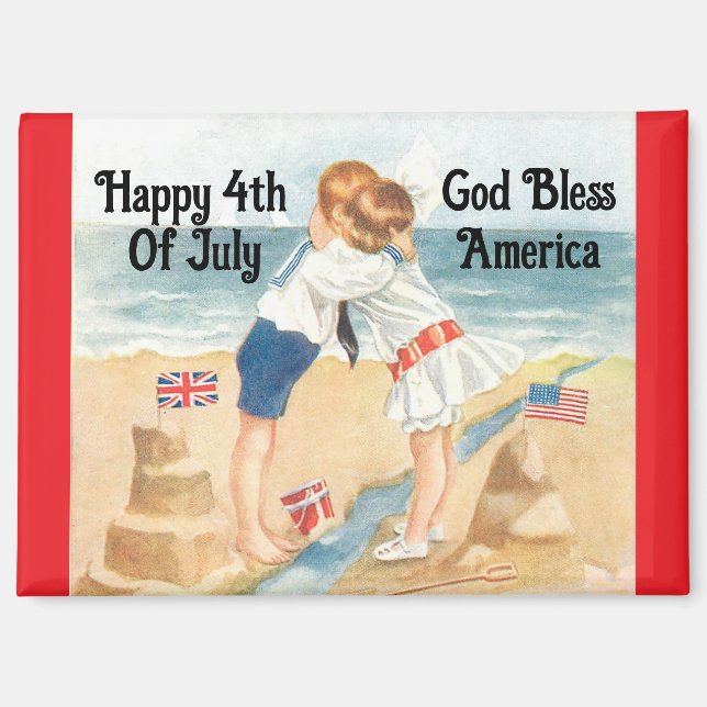 Vintage Children Hugging Magnet (Front)