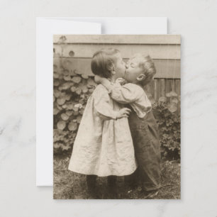 Vintage Children Kissing in a Garden Save the Date Invitation