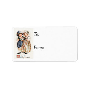 Vintage Children Merry Christmas Gift Tag