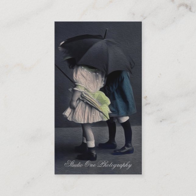 Vintage Children Oil Painting Photo Business Card (Front)