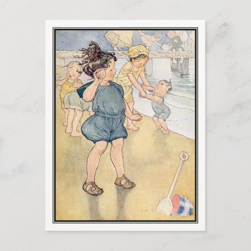 Vintage Children on the Beach by Ruth Mary Hallock Postcard