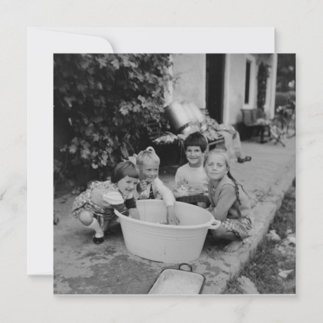Vintage Children Playing Holiday Card (Front)