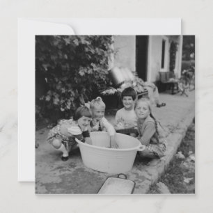 Vintage Children Playing Holiday Card