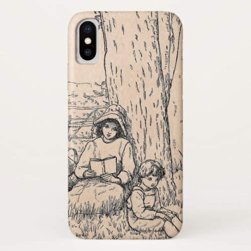 Vintage Children Reading Book Under Tree iPhone XS Case