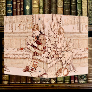 Vintage Children Reading cottagecore 3 Ring Binder