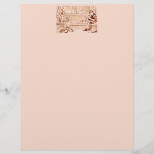 Vintage Children Reading cozy Illustration  Letterhead