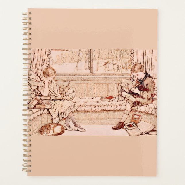 Vintage Children Reading cozy Illustration  Planner (Front)