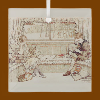 Vintage Children Reading Glass Ornament by BelleEpoqueToo at Zazzle