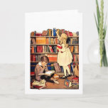 Vintage Children Reading Library Books Blank Card at Zazzle