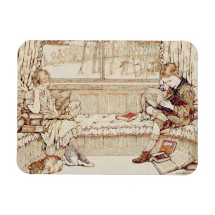 Vintage children reading magnet