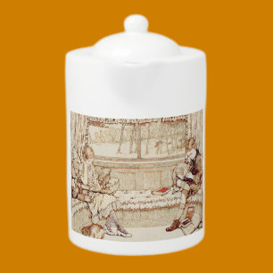 Vintage children reading teapot