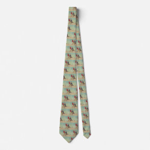 Vintage Children Running to School Carrying Books Neck Tie