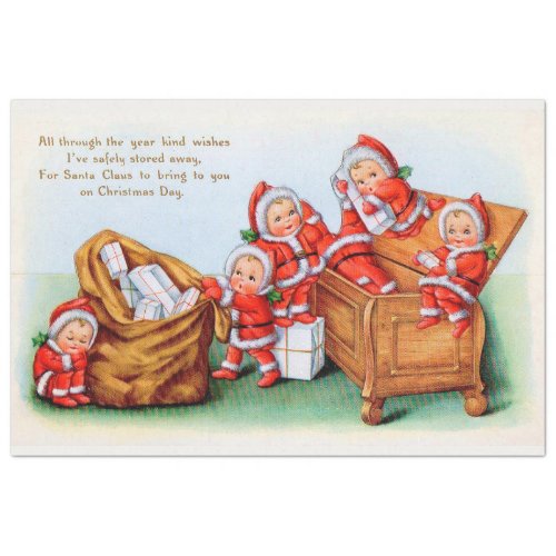 Vintage Children Santa Claus Tissue Paper