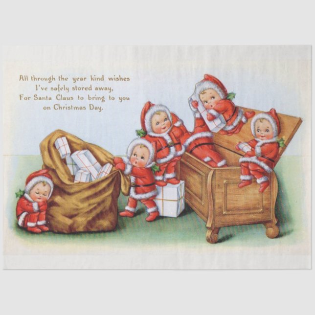 Vintage Children Santa Claus Tissue Paper (Front)